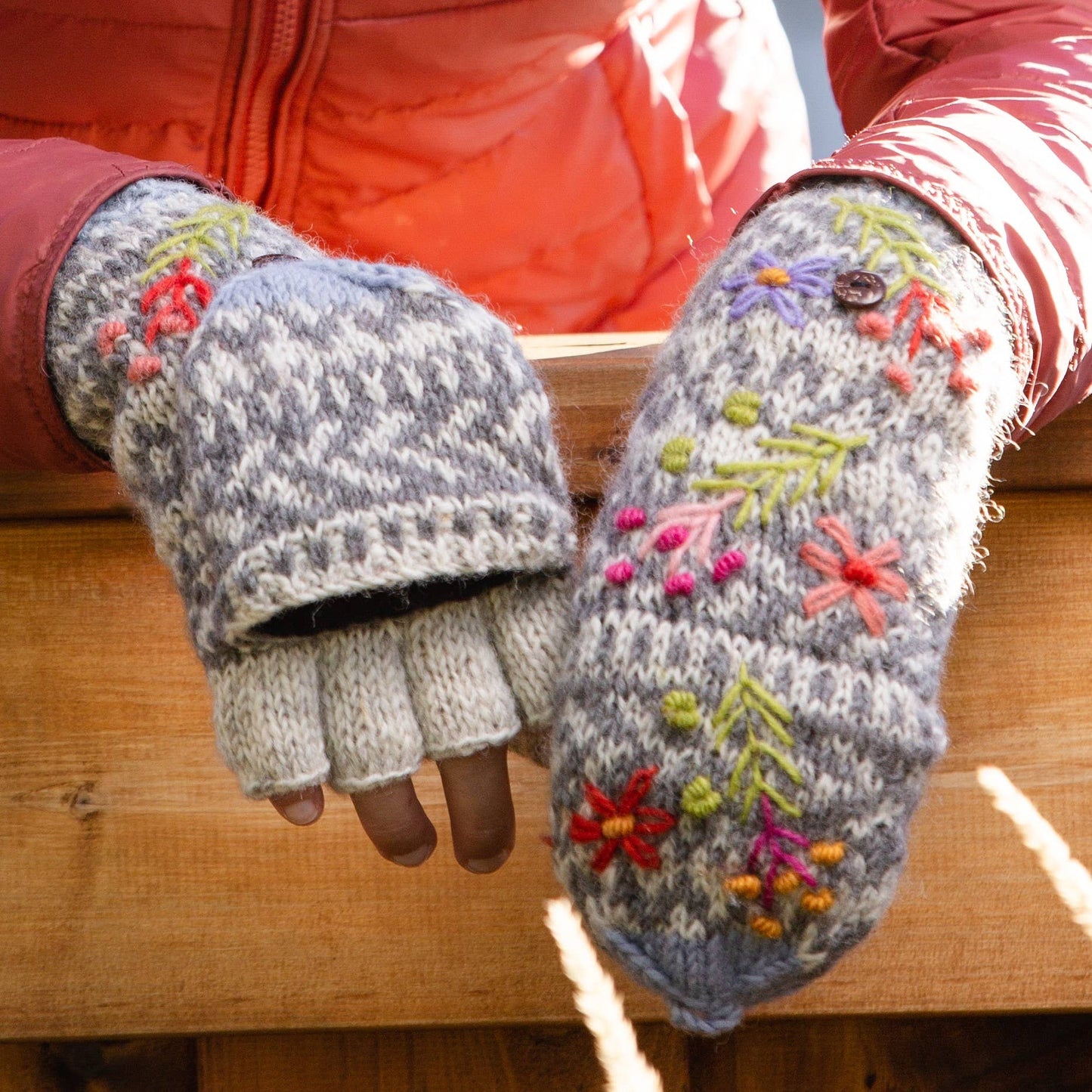 Sadie - women's wool knit finger mittens