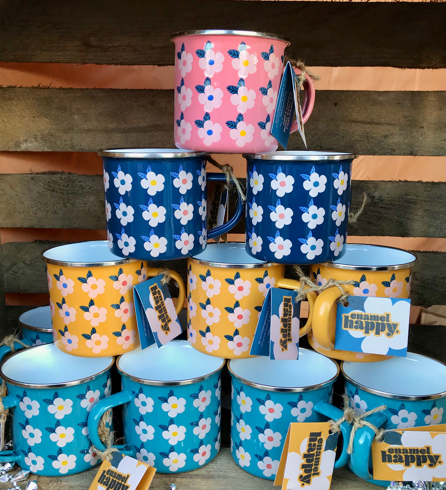 Enamelhappy floral enamel mugs