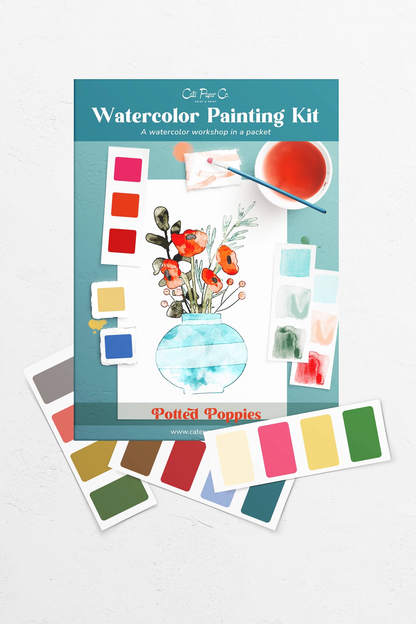 Potted Poppies watercolor painting kit
