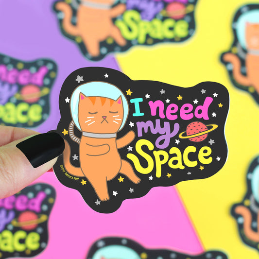 I Need My Space Galaxy Cat Sticker
