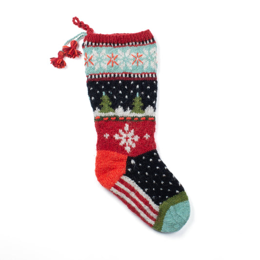 Noel Christmas Stocking – Snowflake & Tree Knit Design