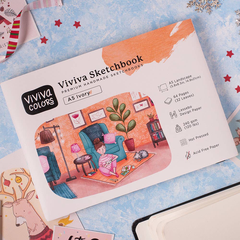 A5 Ivory Sketchbook - 240 GSM for Coloring & Sketching