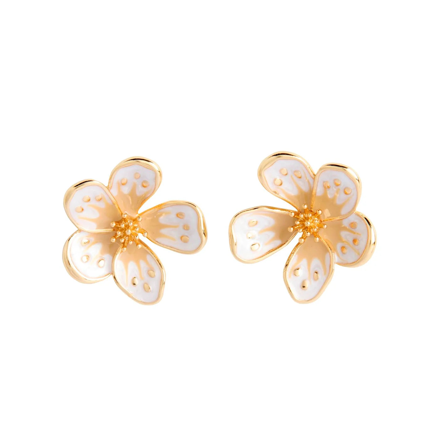 White Enamel Flower Earrings